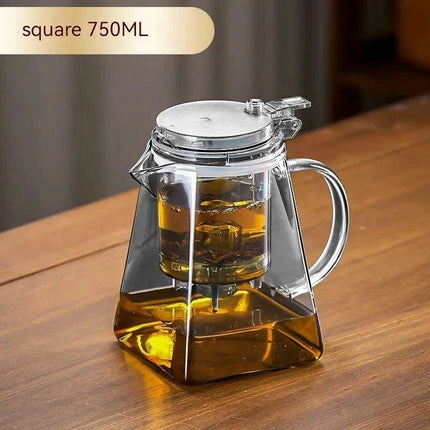 Sophisticated 750ml Glass Teapot Set with Effortless Pouring and Detachable Filter - Includes Matching Cups - Très Elite