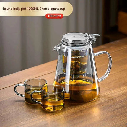 Sophisticated 750ml Glass Teapot Set with Effortless Pouring and Detachable Filter - Includes Matching Cups - Très Elite