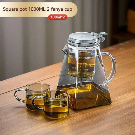 Sophisticated 750ml Glass Teapot Set with Effortless Pouring and Detachable Filter - Includes Matching Cups - Très Elite