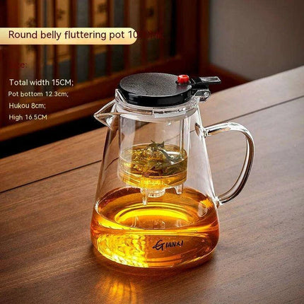 Sophisticated 750ml Glass Teapot Set with Effortless Pouring and Detachable Filter - Includes Matching Cups - Très Elite