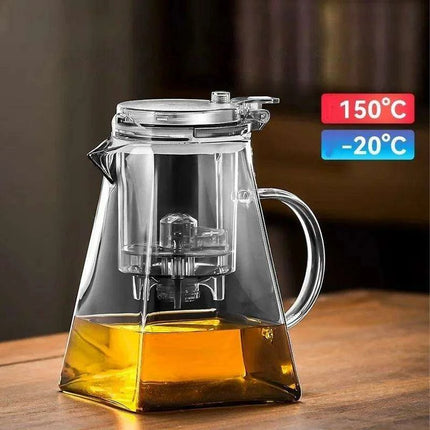 Sophisticated 750ml Glass Teapot Set with Effortless Pouring and Detachable Filter - Includes Matching Cups - Très Elite