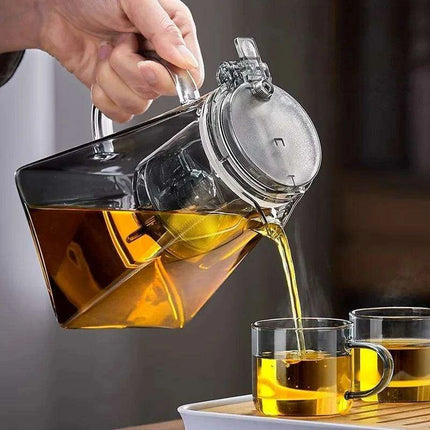 Sophisticated 750ml Glass Teapot Set with Effortless Pouring and Detachable Filter - Includes Matching Cups - Très Elite