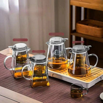 Sophisticated 750ml Glass Teapot Set with Effortless Pouring and Detachable Filter - Includes Matching Cups - Très Elite