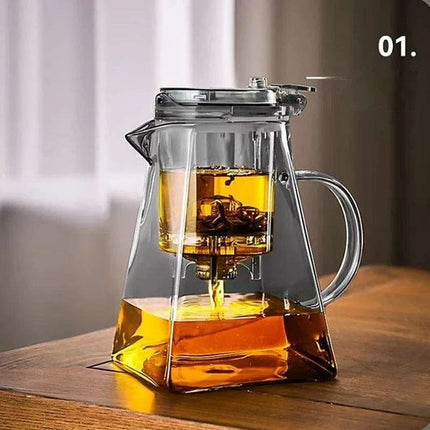 Sophisticated 750ml Glass Teapot Set with Effortless Pouring and Detachable Filter - Includes Matching Cups - Très Elite