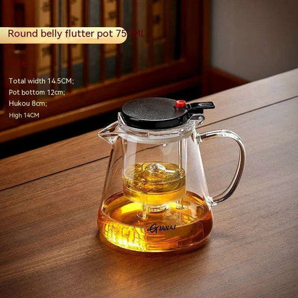 Sophisticated 750ml Glass Teapot Set with Effortless Pouring and Detachable Filter - Includes Matching Cups - Très Elite