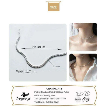 Sophisticated 925 Silver Choker Necklace with Sparkling CZ Accents for Women - Très Elite