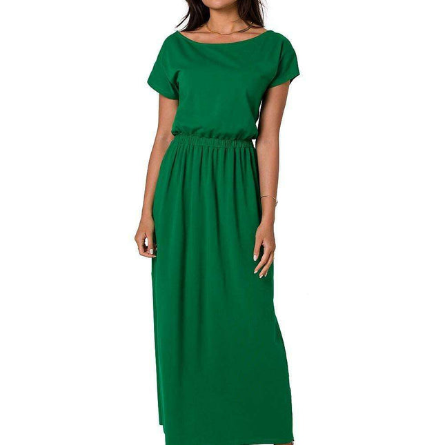 Sophisticated Asymmetric Neckline Cotton Maxi Dress