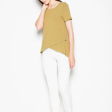 Sophisticated Asymmetrical Blouse with Overlapping Design for Effortless Style - Très Elite