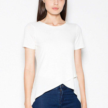 Sophisticated Asymmetrical Blouse with Overlapping Design for Effortless Style - Très Elite