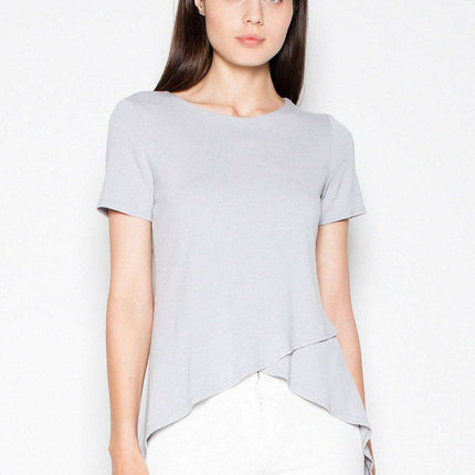 Sophisticated Asymmetrical Blouse with Overlapping Design for Effortless Style - Très Elite