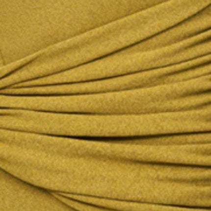 Sophisticated Asymmetrical Knit Dress with Pleats and Cross Collar for Women - Form-Fitting Autumn Evening Dress 2024 - Très Elite