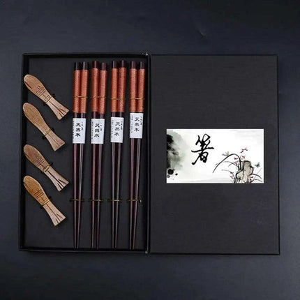 Sophisticated Bamboo Chopsticks Set with Stylish Rack for Elegant Dining Experience - Très Elite