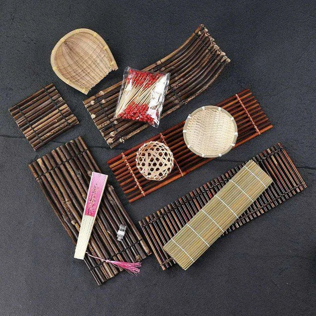 Sophisticated Bamboo Sushi Serving Set - Artistic Bento Tools and Deluxe Sashimi Platter - Très Elite