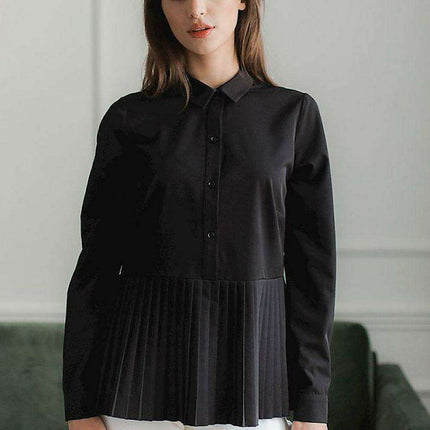 Sophisticated Black Ruffled Collar Blouse