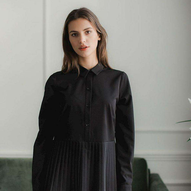 Sophisticated Black Ruffled Collar Blouse