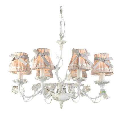 Sophisticated Blush Pink LED Chandelier – Stylish Fabric Shade Lighting for Every Room- Très Elite- Très Elite