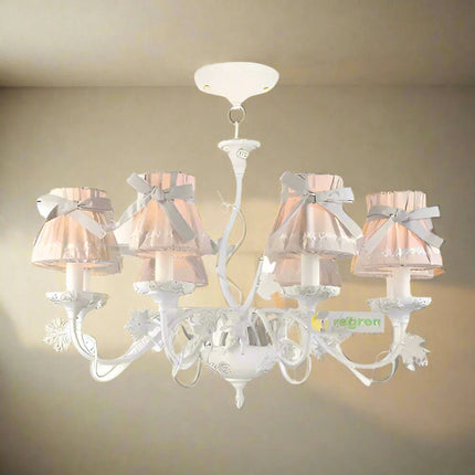 Sophisticated Blush Pink LED Chandelier – Stylish Fabric Shade Lighting for Every Room- Très Elite- Très Elite