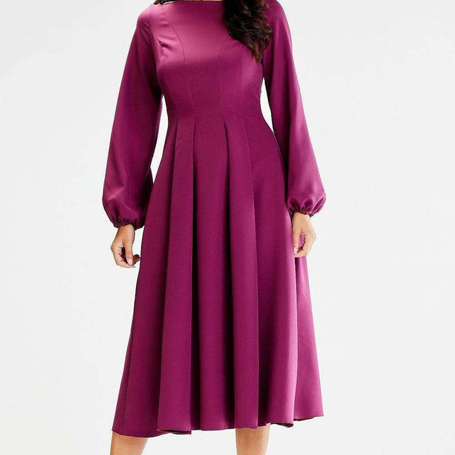Sophisticated Boat Neck Blouson Midi Dress