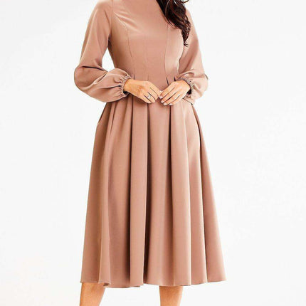 Sophisticated Boat Neck Blouson Midi Dress