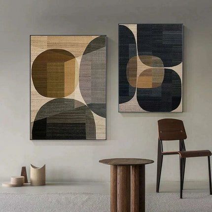 Sophisticated Brown Geometric Canvas Artwork - Contemporary Abstract Decor for Home and Office - Très Elite