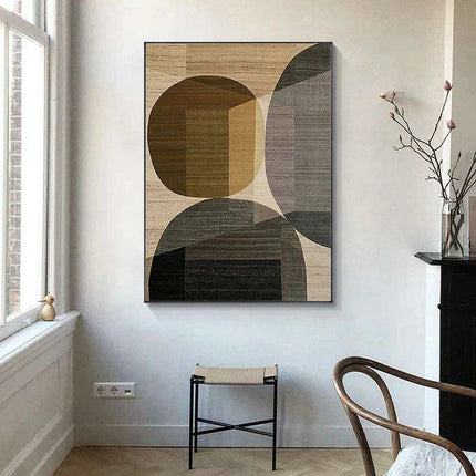 Sophisticated Brown Geometric Canvas Artwork - Contemporary Abstract Decor for Home and Office - Très Elite