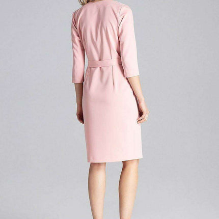 Sophisticated Business Dress with Stylish Waist Belt - Très Elite