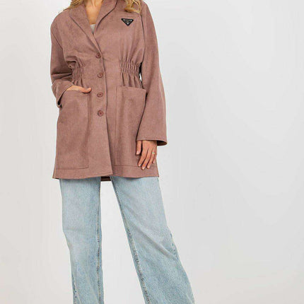 Sophisticated Buttoned Overcoat with Spacious Front Pockets