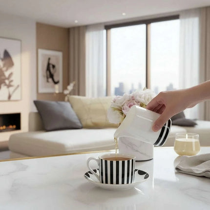 Sophisticated Ceramic Coffee Service Set - 11/15 Piece Collection for Elegant Gatherings and Thoughtful Gifts - Très Elite