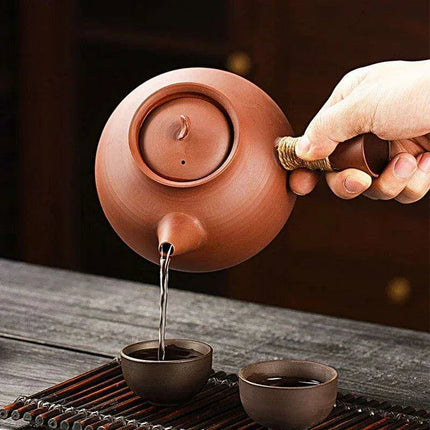 Sophisticated Cinnabar Clay Tea Pot with Electric Heater for Traditional Kung Fu Brewing - Très Elite