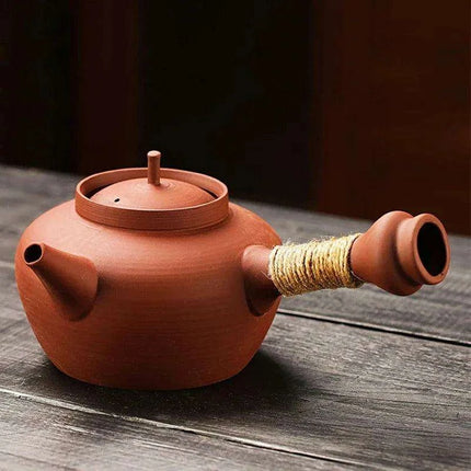 Sophisticated Cinnabar Clay Tea Pot with Electric Heater for Traditional Kung Fu Brewing - Très Elite