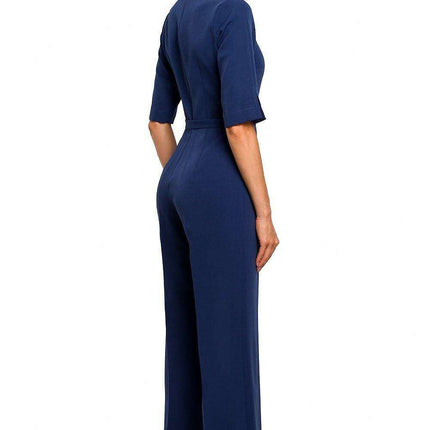 Sophisticated Collared Overall Jumpsuit - Très Elite