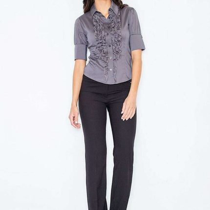 Sophisticated Cotton Jabot Shirt for Men with Short Sleeves - Très Elite