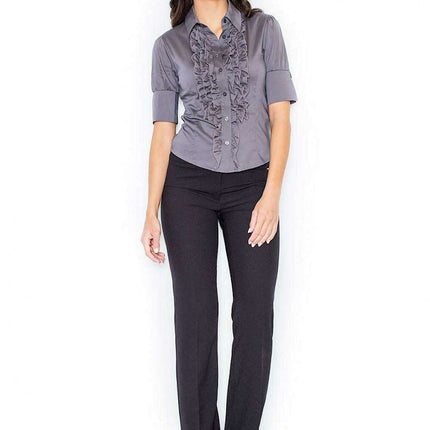 Sophisticated Cotton Jabot Shirt for Men with Short Sleeves - Très Elite
