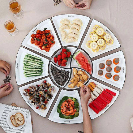 Sophisticated Crescent White Ceramic Dinner Plate Set - 8-Piece European Elegance - Très Elite