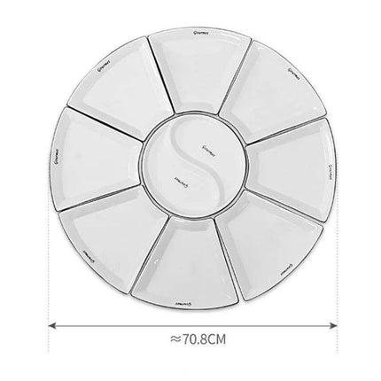Sophisticated Crescent White Ceramic Dinner Plate Set - 8-Piece European Elegance - Très Elite