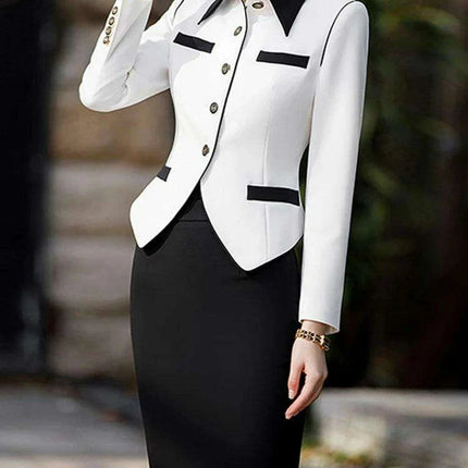 Sophisticated DEAT Women's Autumn 2024 Blazer and Skirt Suit - Elegant Office Fashion 15C456