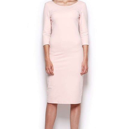 Sophisticated Deep V-Back Midi Dress - A Blend of Elegance and Modernity - Très Elite