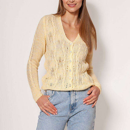 Sophisticated Deep V-Neck Knit Cardigan