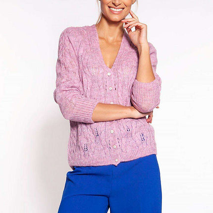 Sophisticated Deep V-Neck Knit Cardigan - Très Elite