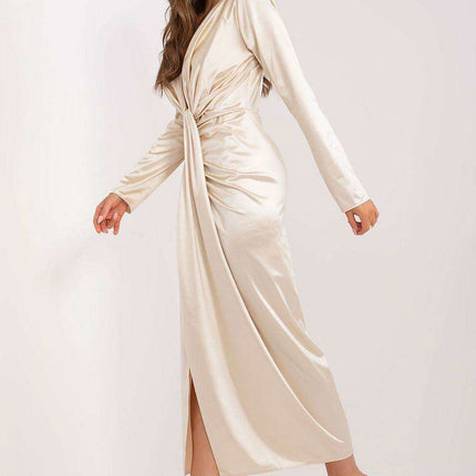 Sophisticated Deep V-Neck Midi Evening Dress - Très Elite