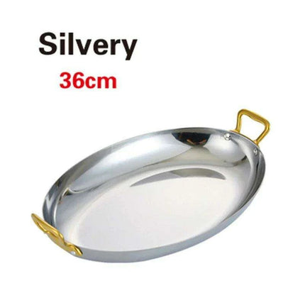 Sophisticated Dual Handle Stainless Steel Steak Plate for Gourmet Dining- Très Elite- Très Elite