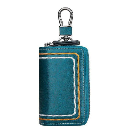 Sophisticated Dual-Pocket Genuine Leather Key Holder..