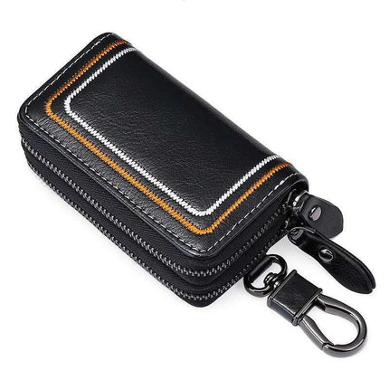 Sophisticated Dual-Pocket Genuine Leather Key Holder..