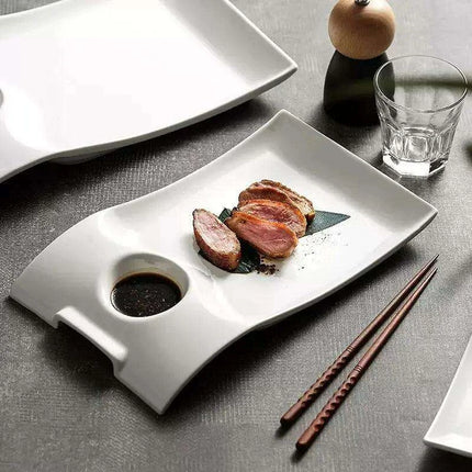 Sophisticated Duck-Embellished Ceramic Platter and Dipping Bowl Set for Stylish Entertaining - Très Elite