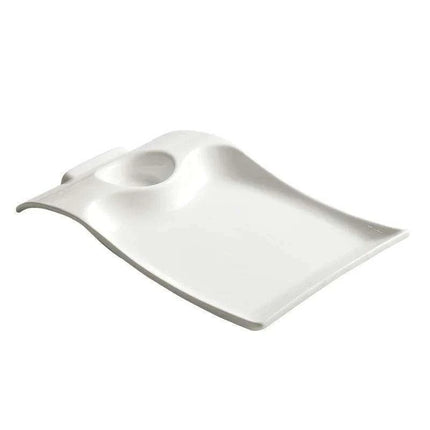 Sophisticated Duck-Embellished Ceramic Platter and Dipping Bowl Set for Stylish Entertaining - Très Elite