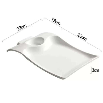Sophisticated Duck-Embellished Ceramic Platter and Dipping Bowl Set for Stylish Entertaining - Très Elite