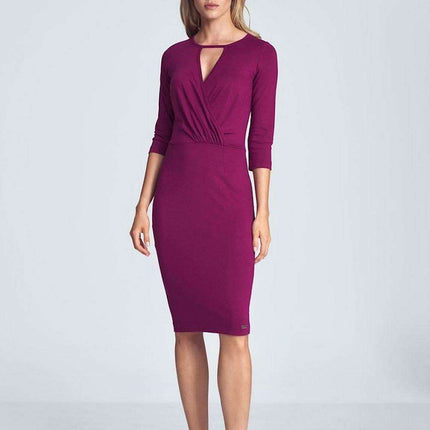 Sophisticated Envelope Neck Black Midi Dress - Très Elite