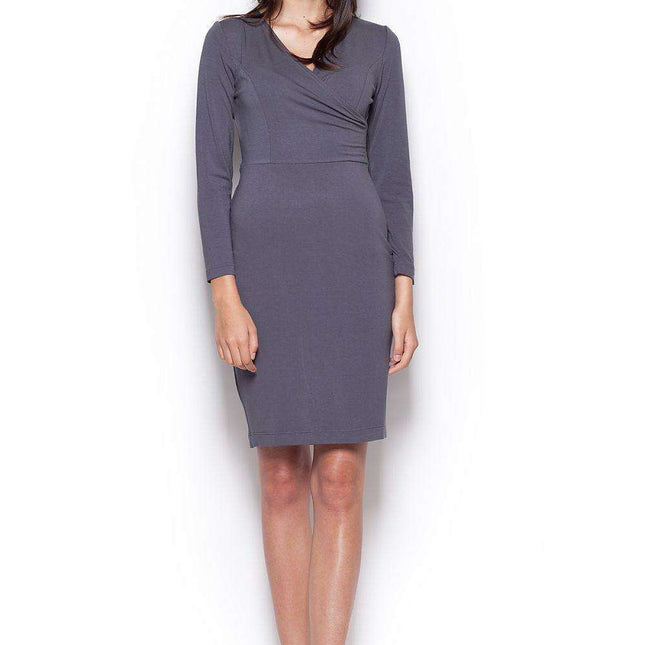 Sophisticated Envelope Neckline Long-Sleeved Day Dress: A Blend of Classic Charm and Modern Style