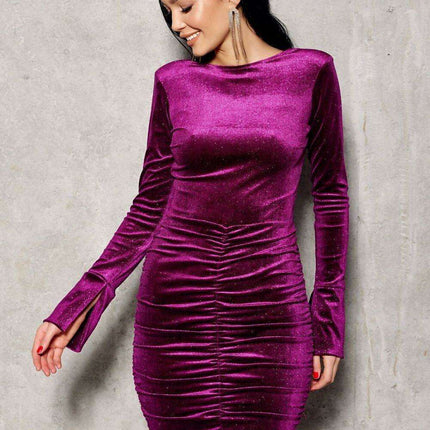 Sophisticated Extended Sleeve Brocade Mini Dress - Timeless Elegance - Très Elite