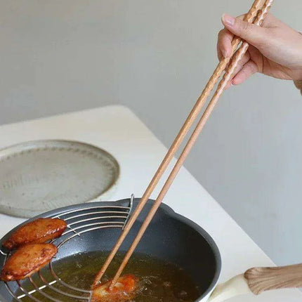 Sophisticated Extra Long Beech Wood Japanese Cooking Chopsticks - Slip-Resistant for Noodles and Frying - Très Elite